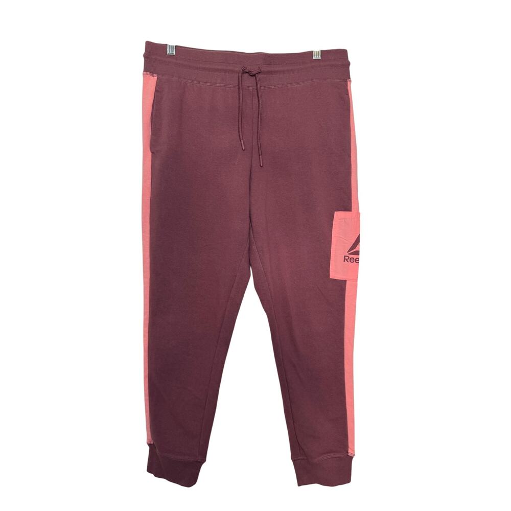 Reebok Women's‎ Large Sweatpants Joggers Waist Drawstring Pocket Purple/Pink